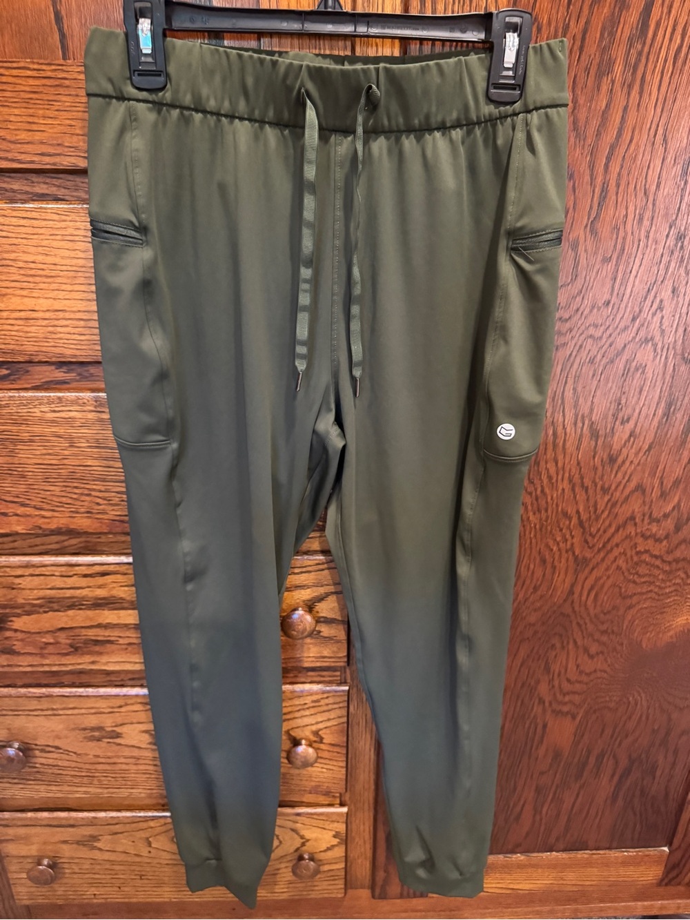 Men's Olive Green Performance Joggers with Secure Pockets